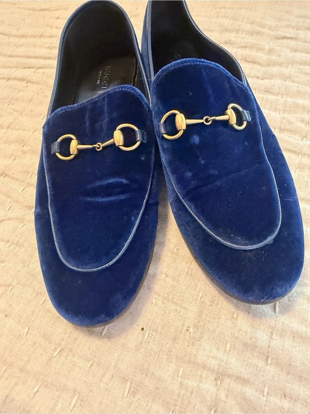 Gucci Blue Velvet Horsebit Loafers - Picture 3 of 8